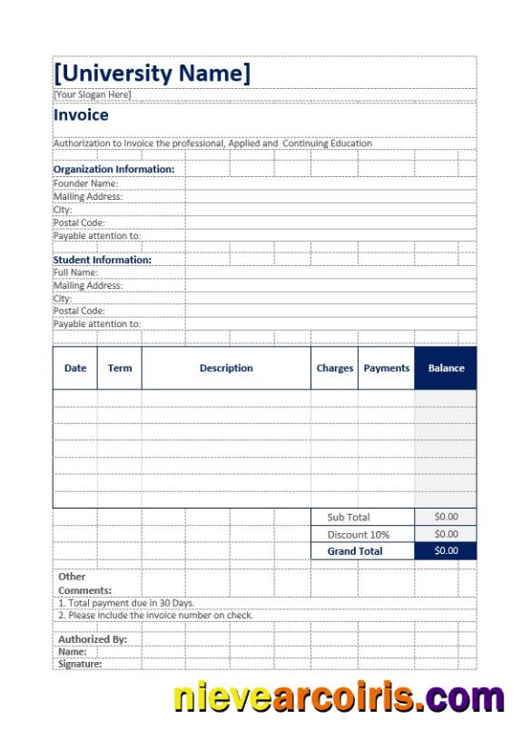 Simple Education Invoice